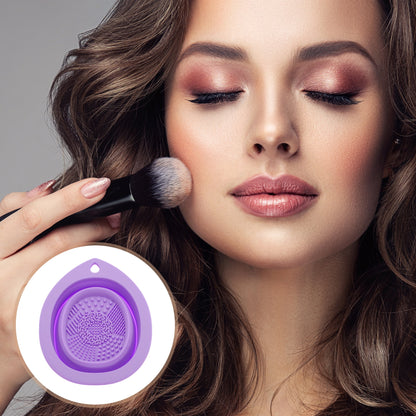 Unique Bargains Teardrop Shape Makeup Brush Cleaning Mat 1 Pc Purple