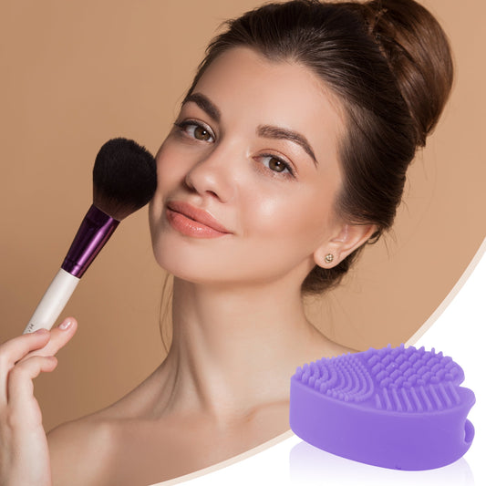 Unique Bargains Heart Shape Makeup Brush Cleaner 1 Pc Purple