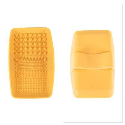 Unique Bargains 1Pc Square Makeup Sponge Brush Cleaner for Quickly Cleaning Yellow