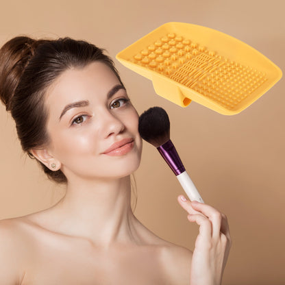 Unique Bargains 1Pc Square Makeup Sponge Brush Cleaner for Quickly Cleaning Yellow