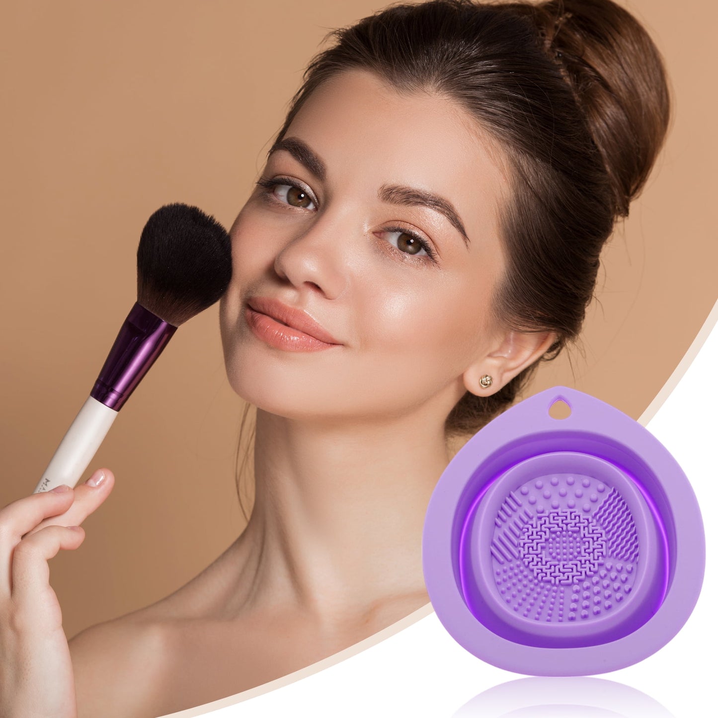 Unique Bargains Teardrop Shape Makeup Brush Cleaning Mat 1 Pc Purple