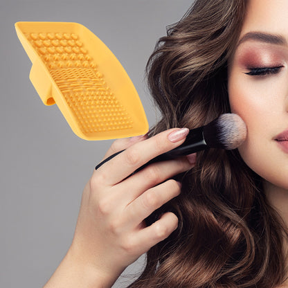 Unique Bargains 1Pc Square Makeup Sponge Brush Cleaner for Quickly Cleaning Yellow